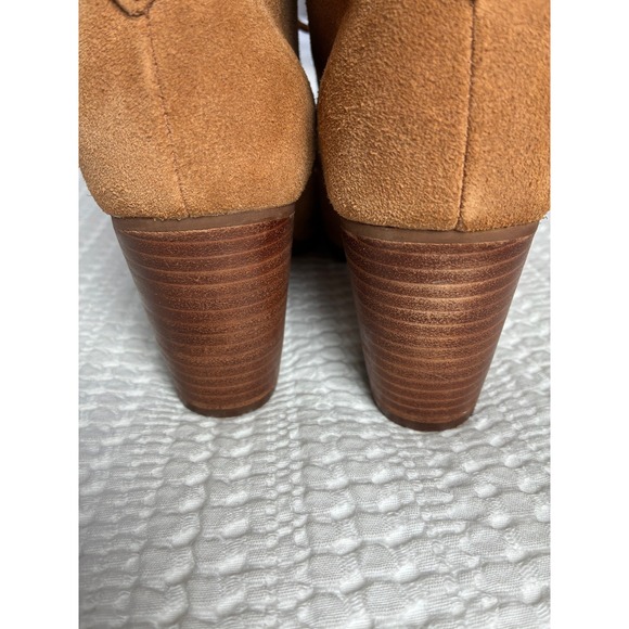 Toms Lunata Boots Lace Up Heeled Ankle Booties Suede Tan 6.5 Neutral Boho - Picture 5 of 13